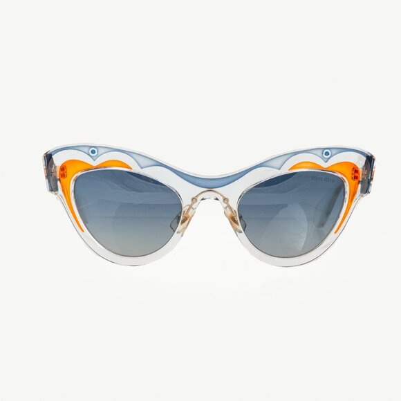 Miu Miu SMU 07P Clear Swirl Cat-Eye Sunglasses - Picture 2 of 9